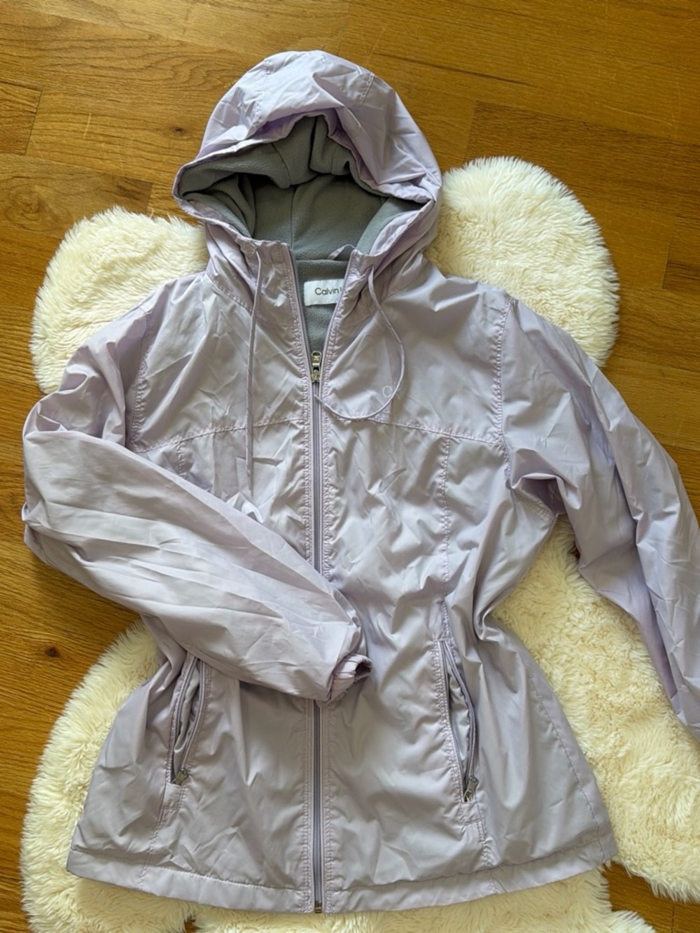Calvin Klein Light Lavender Hooded Jacket waterproof raincoat windbreaker